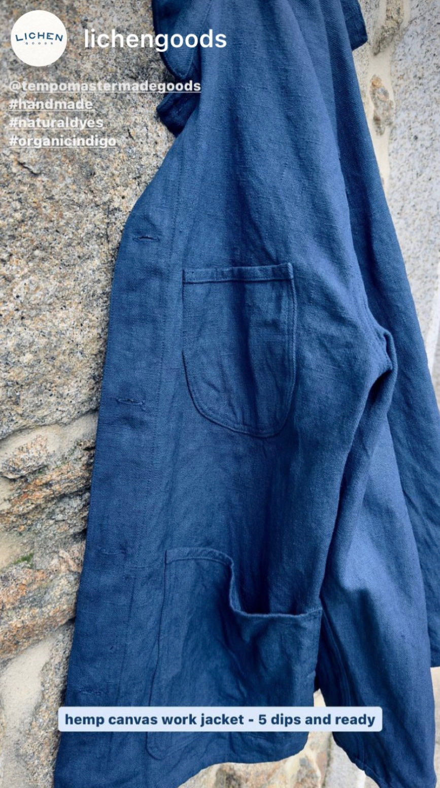 Organic Indigo Hand-Dyed Hemp Work Jacket - Tempo