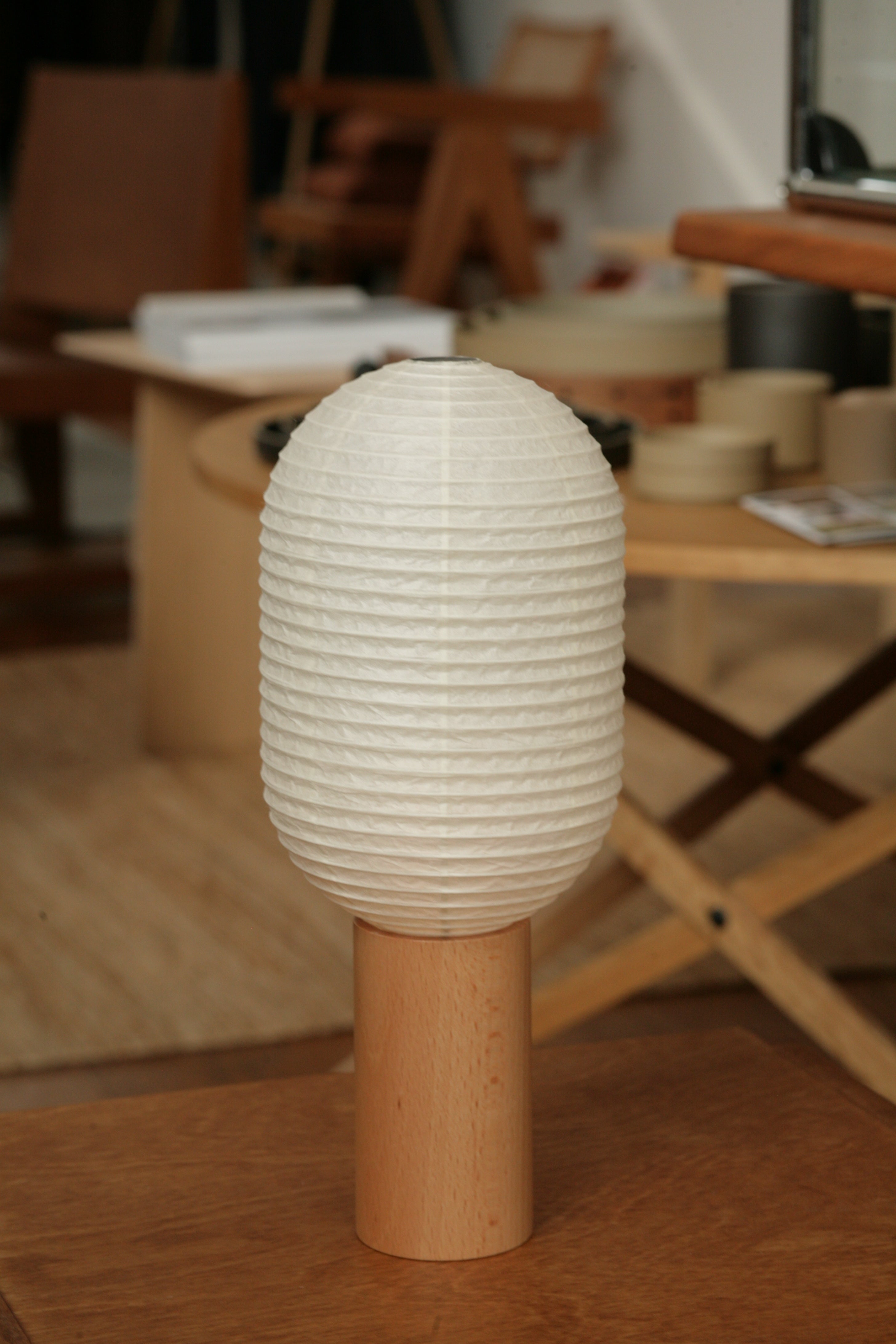 TORCHIN FOR TEMPO - Vertical Washi-Paper Battery Torch Lamp with Ash Wood Base - Tempo