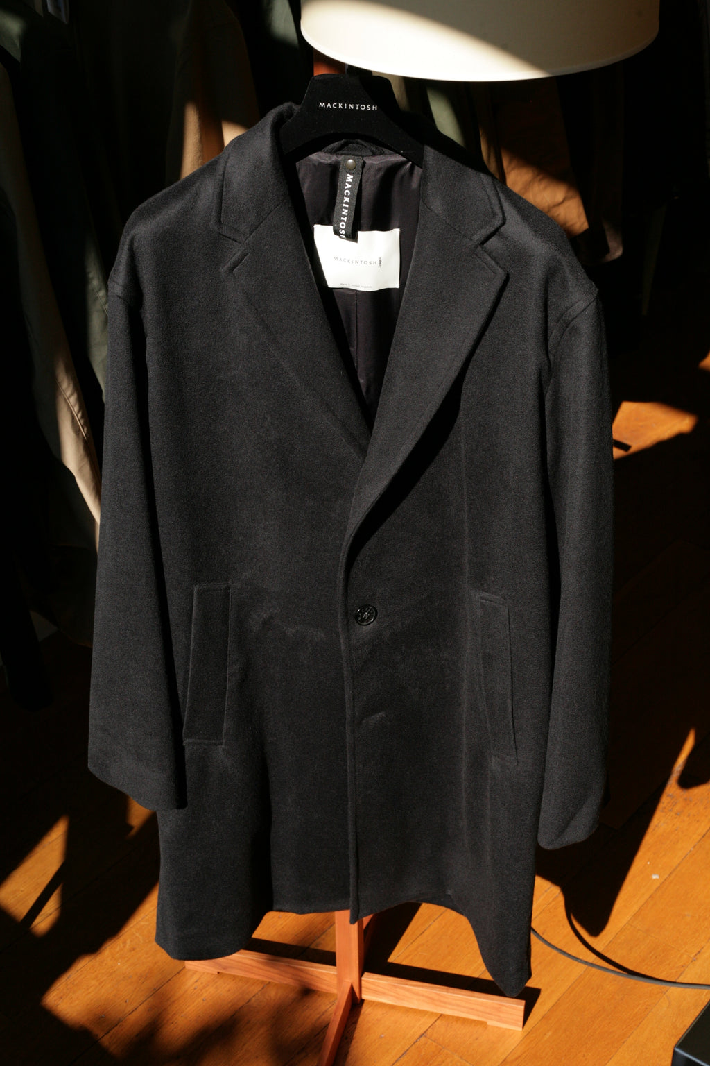 RENFREW Single Breasted Wool Cashmere Coat in Dark Navy