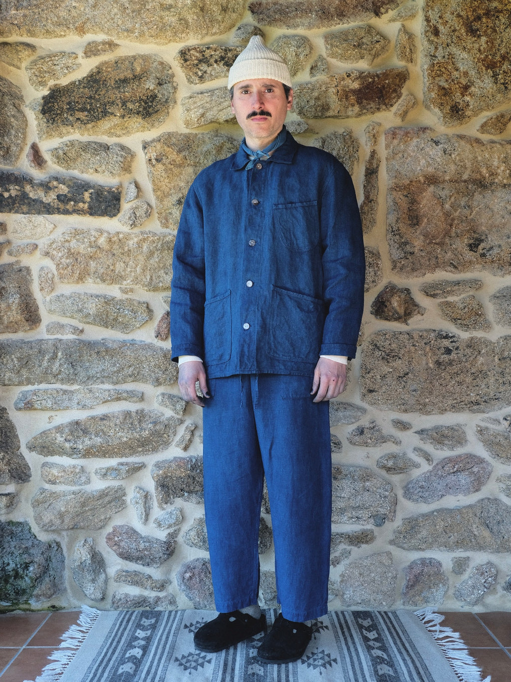 Organic Indigo Hand-Dyed Hemp Work Jacket - Tempo