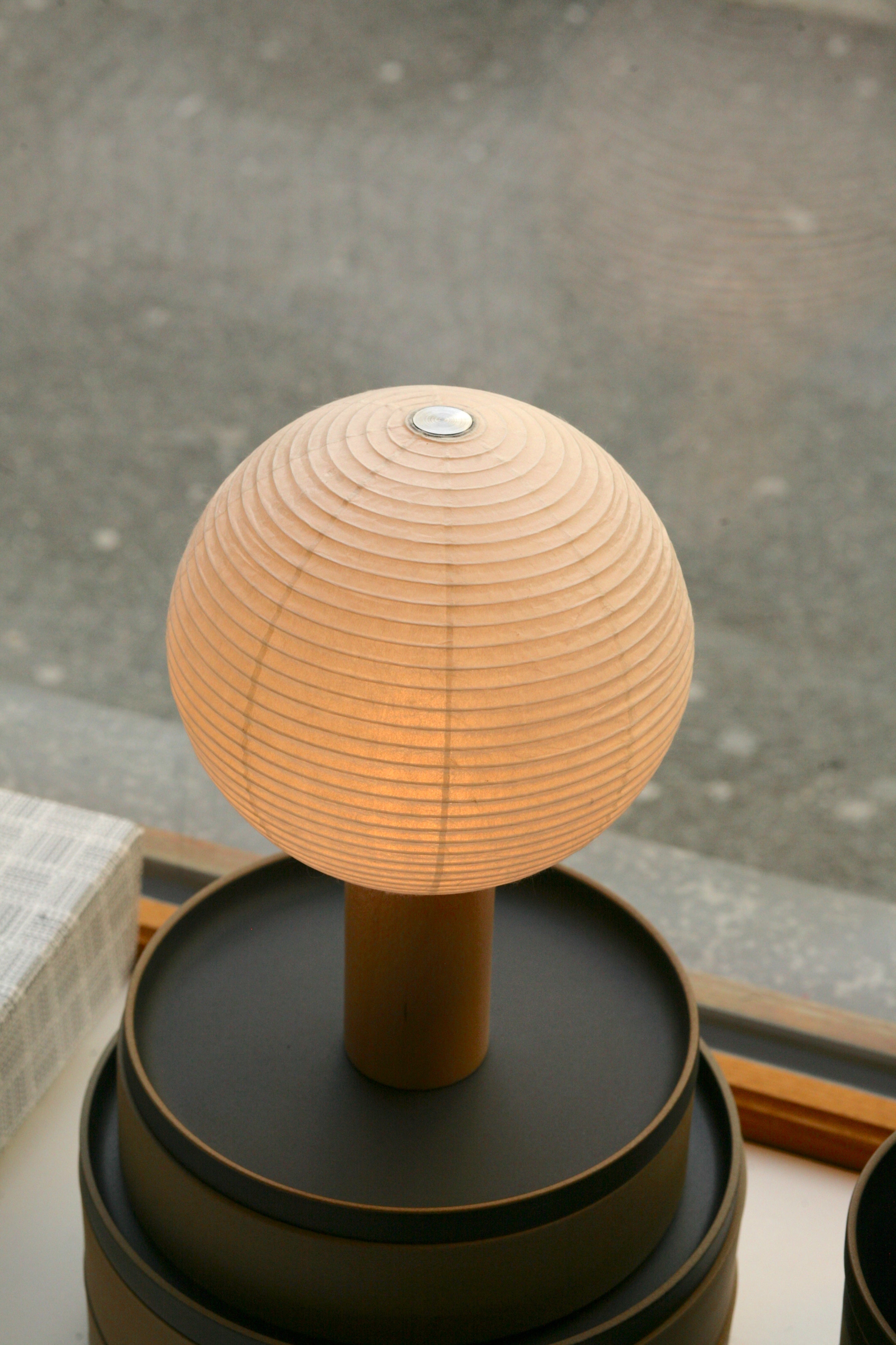 TORCHIN FOR TEMPO - Circle Washi-Paper Battery Torch Lamp with Ash Wood Base - Tempo