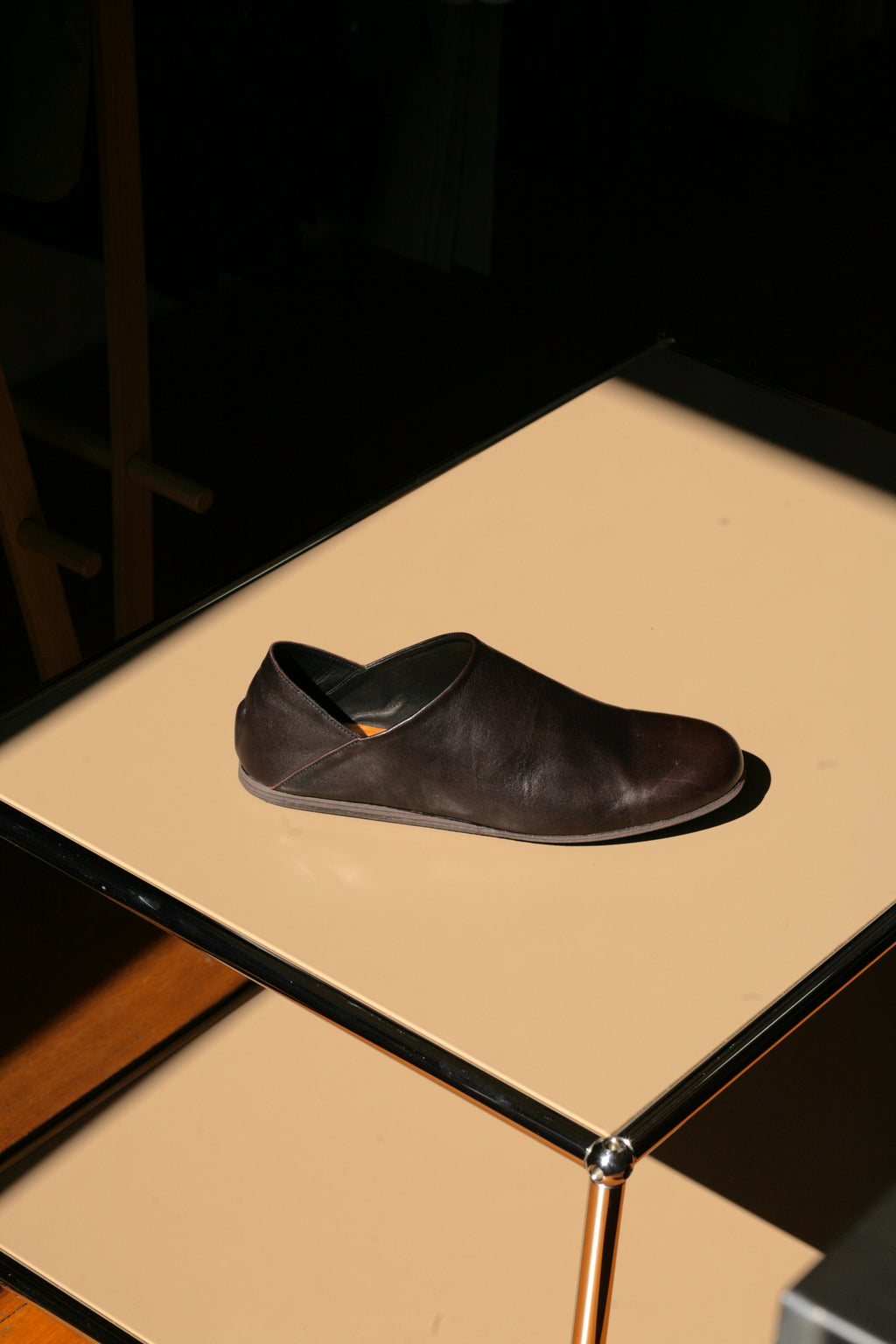 PETROSOLAUM X JAN JAN VAN ESSCHE - Babouche in Brown-Black Shinki-Hikaku Horsehide - Tempo