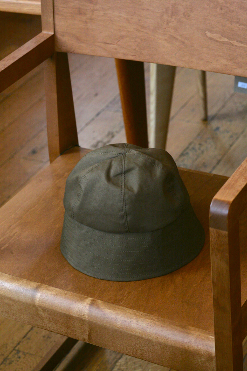 MACKINTOSH X STUDIO NICHOLSON - Handmade Deveron Rubberized Bonded Cotton Bucket Hat in Desert Palm - Tempo
