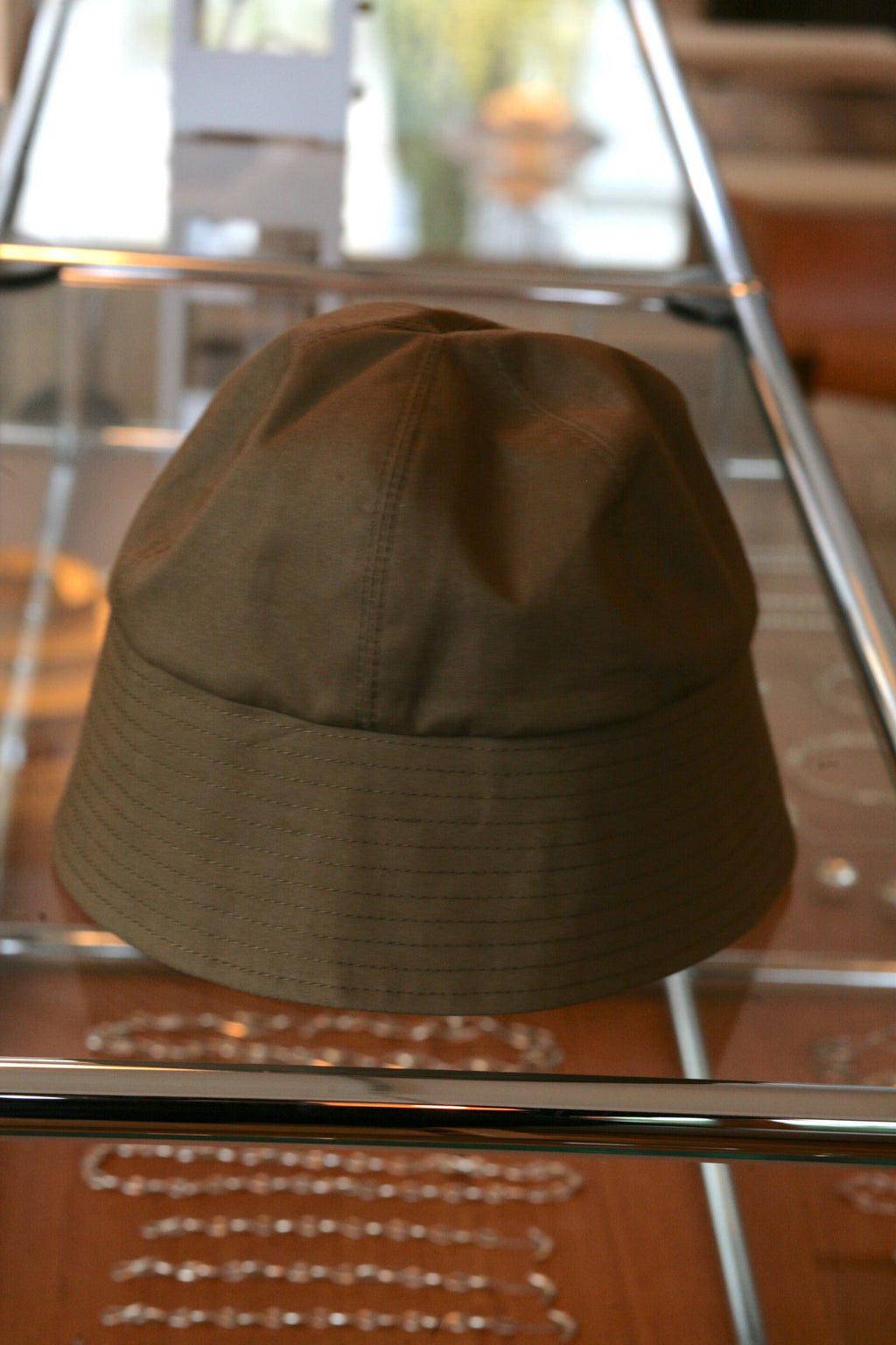 MACKINTOSH X STUDIO NICHOLSON - Handmade Deveron Rubberized Bonded Cotton Bucket Hat in Desert Palm - Tempo