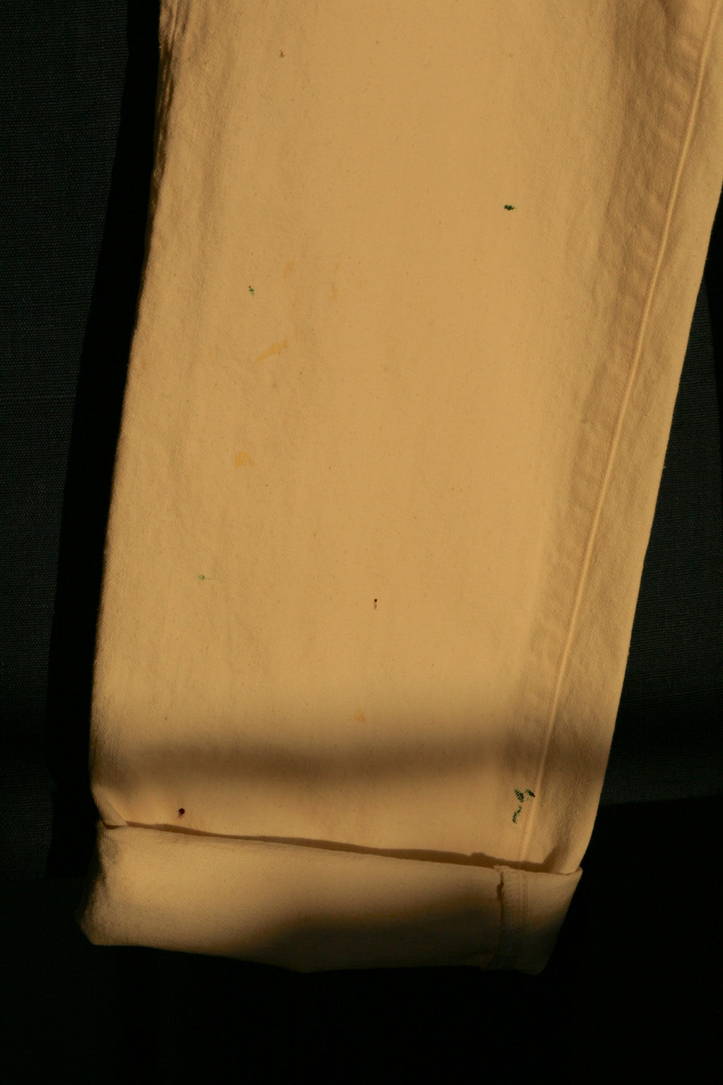 YOKO SAKAMOTO - 5 POCKET STRAIGHT SELVEDGE PANTS - FADE WHITE (PAINT STAINS) - Tempo