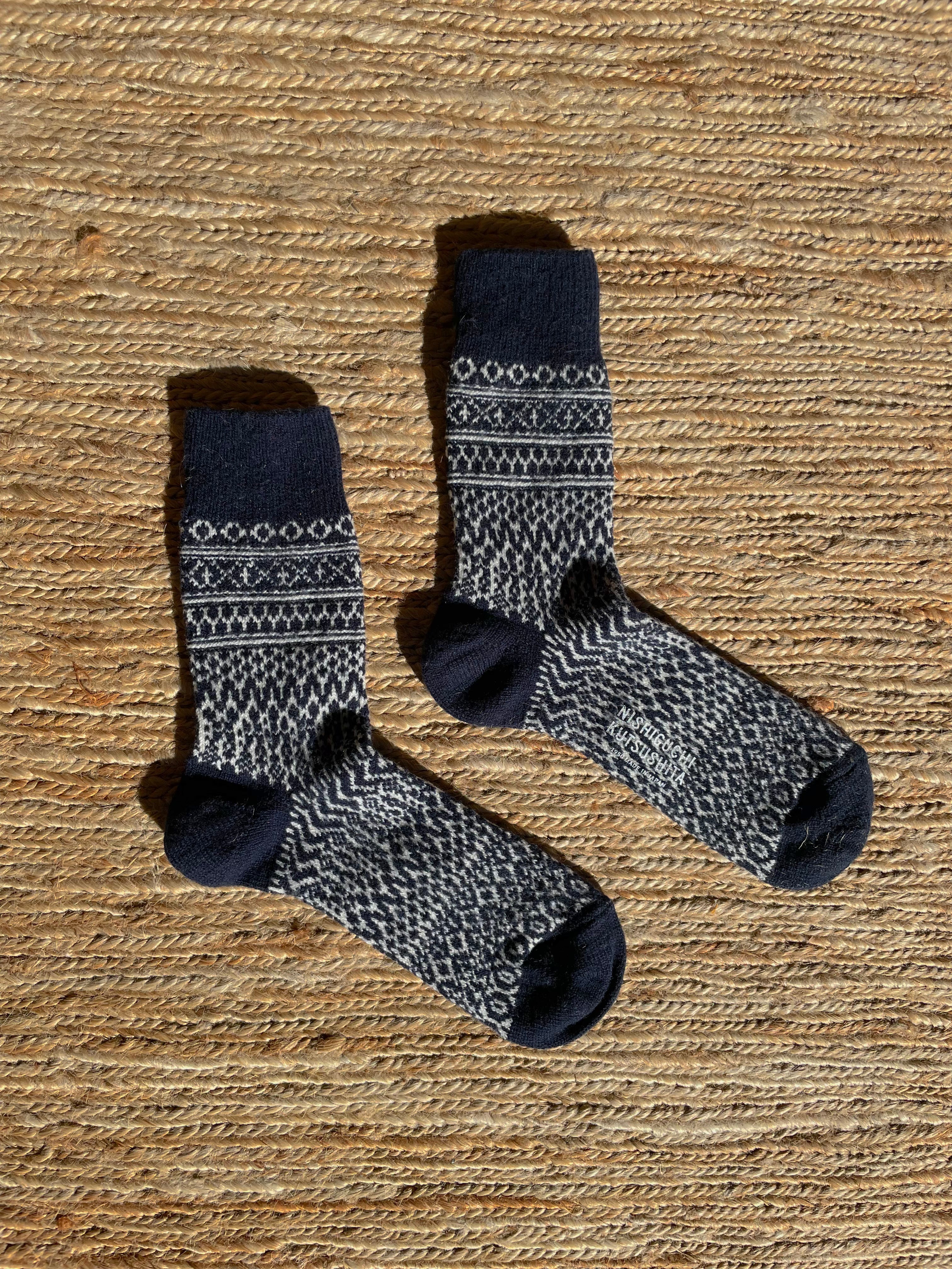 Chaussettes Jacquard en Laine Rouge