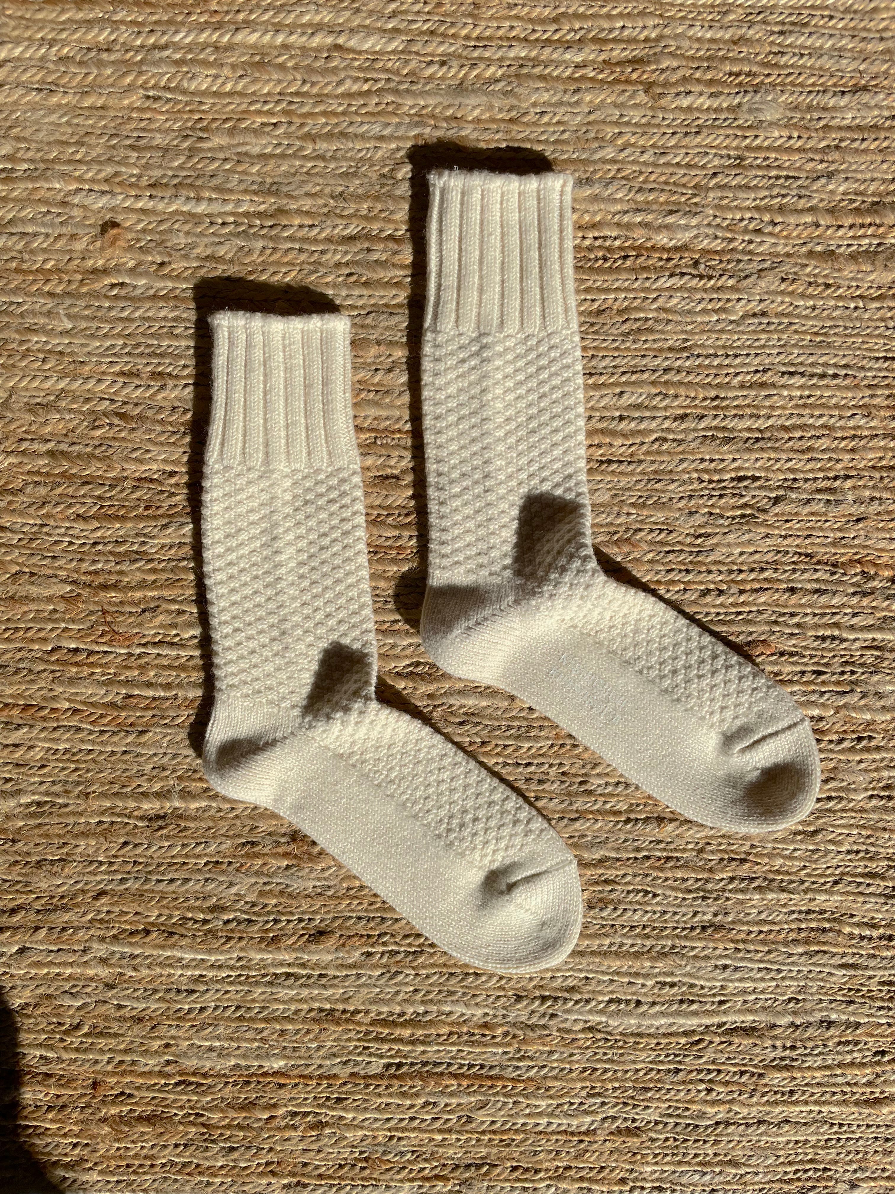 Wool Cotton Boot Socks in Ivory