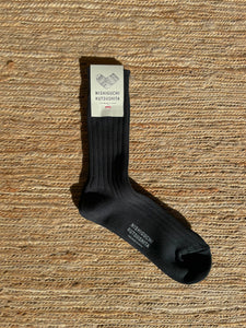 Egyptian Cotton Ribbed Socks in Black