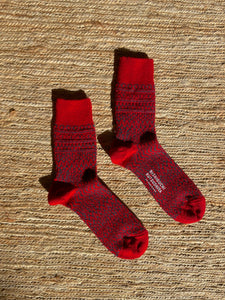 Wool Jacquard Socks in Red