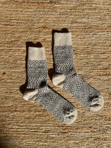 Woll-Jacquard-Socken in Haferflocken