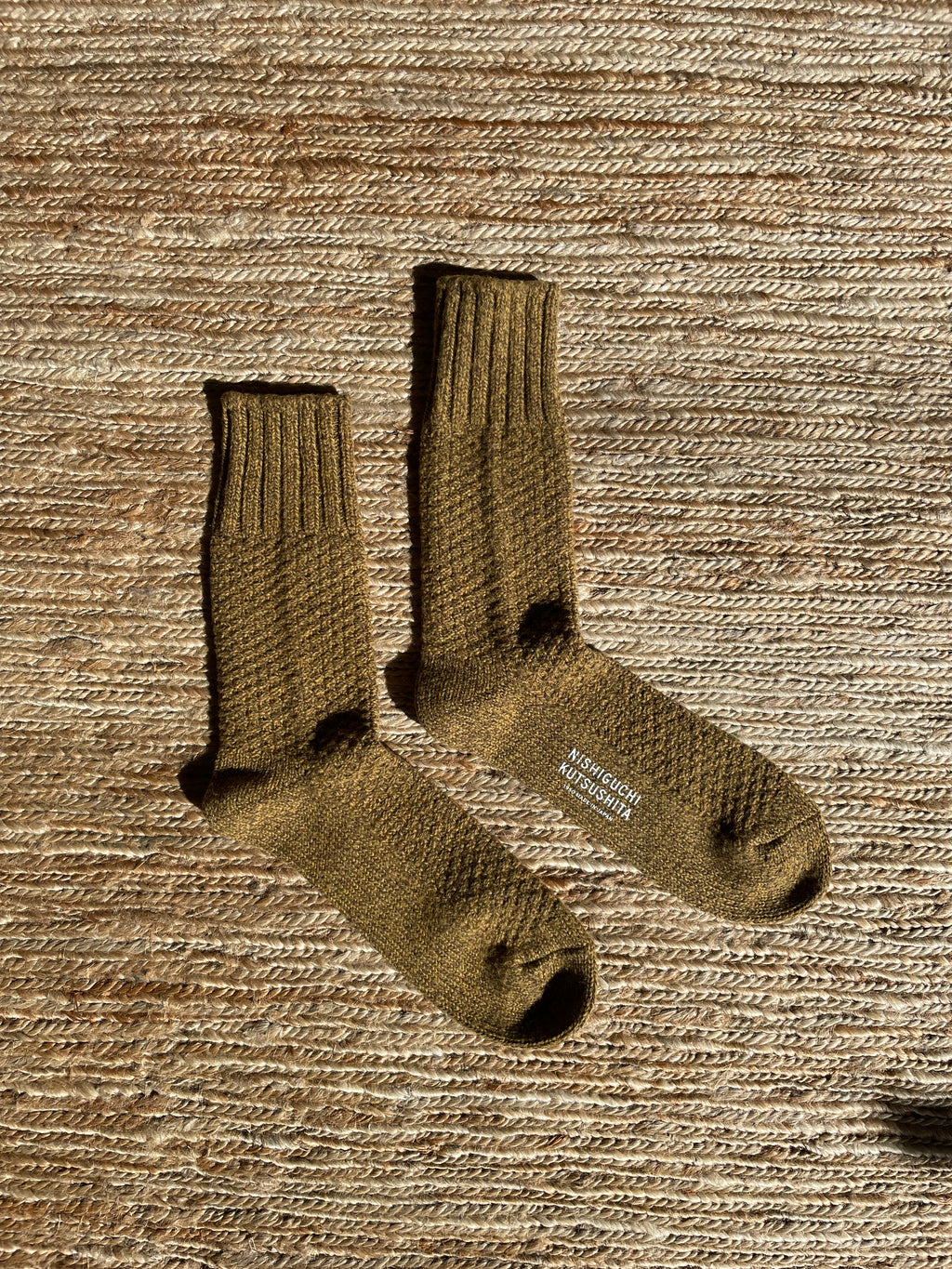 Chaussettes pour bottes en laine et coton moutarde