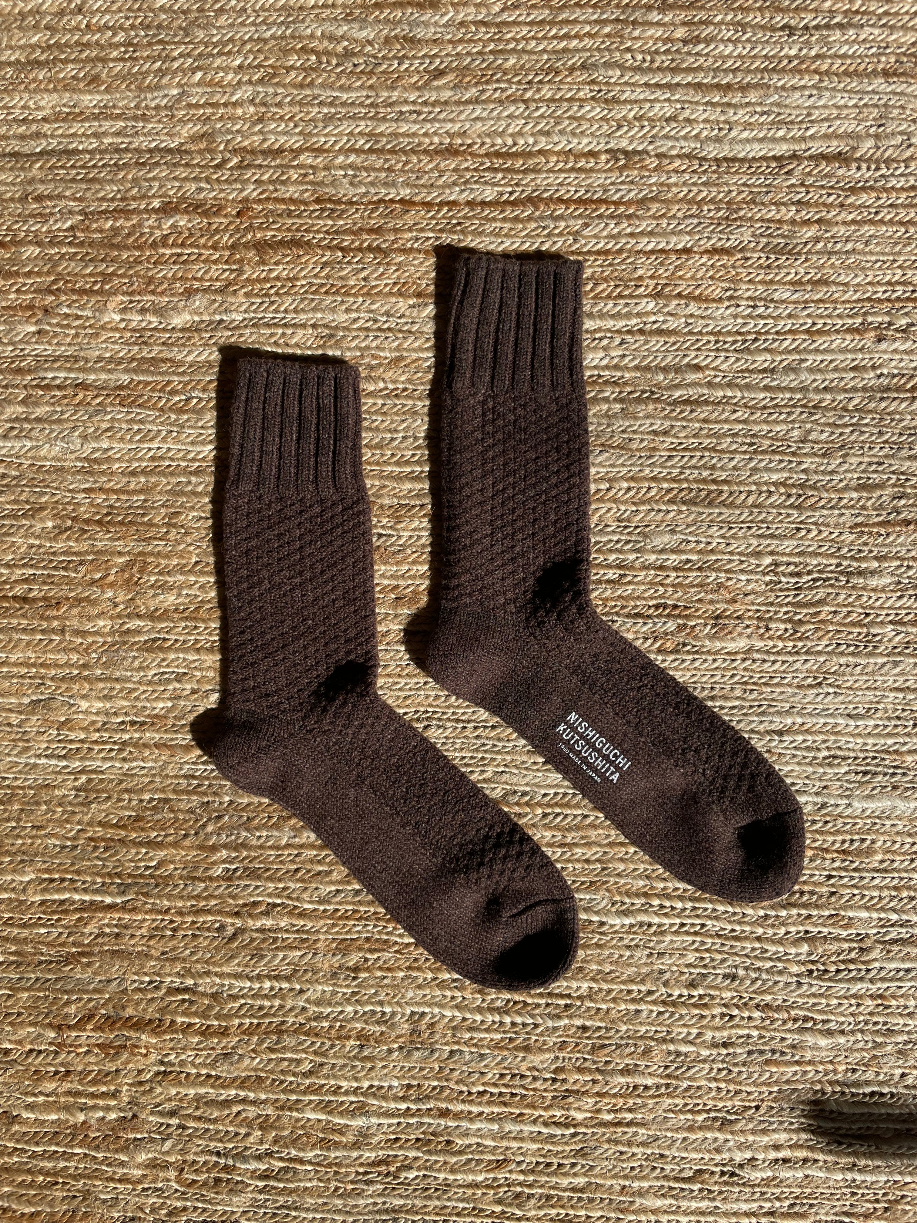 Stiefelsocken aus Wolle und Baumwolle in Mokkabraun