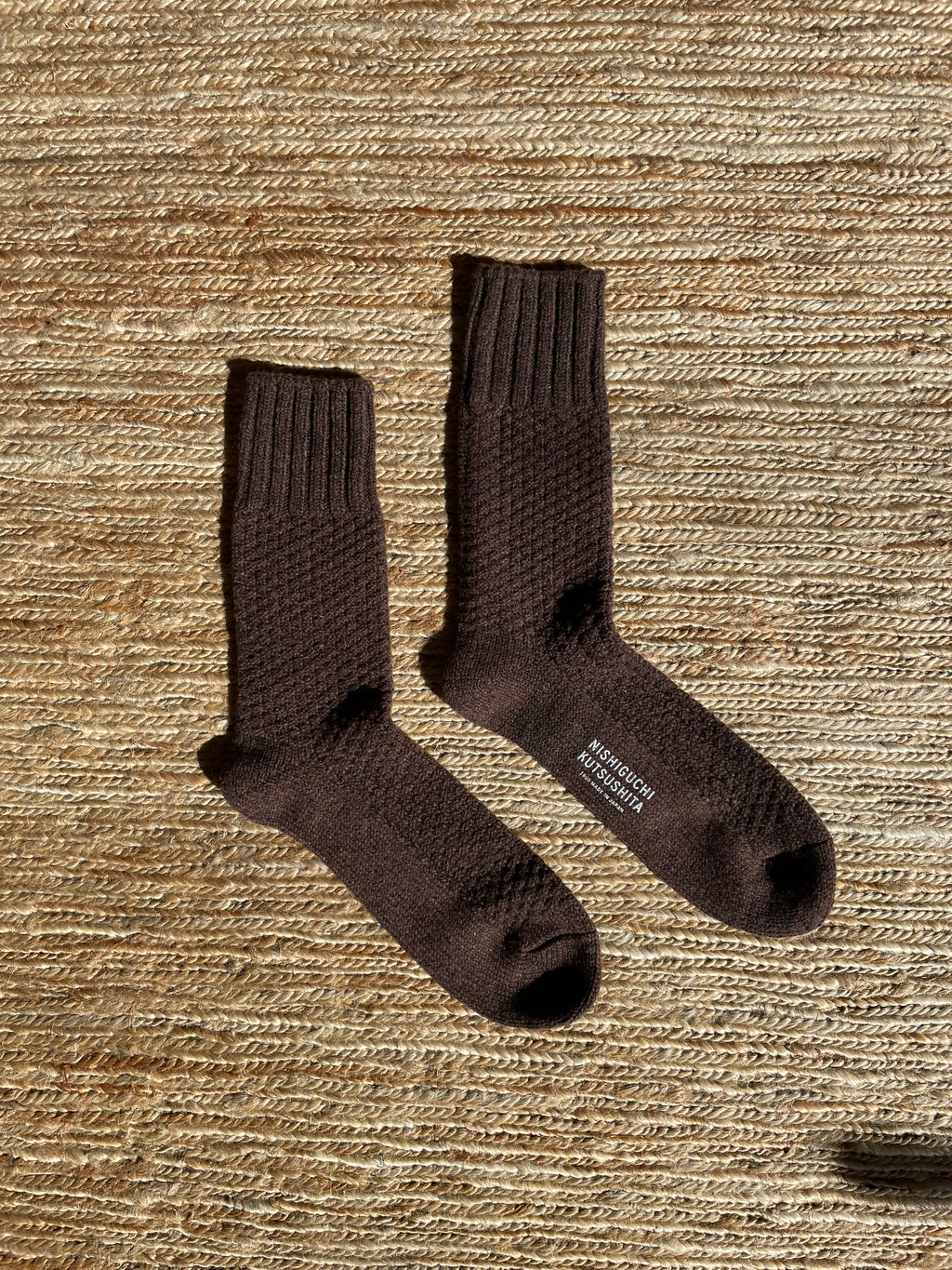 Chaussettes pour bottes en laine et coton marron moka