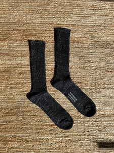 Chaussettes côtelées en coton et chanvre noires