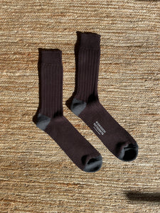 Luxurious Cotton Ribbed Socks in Brown