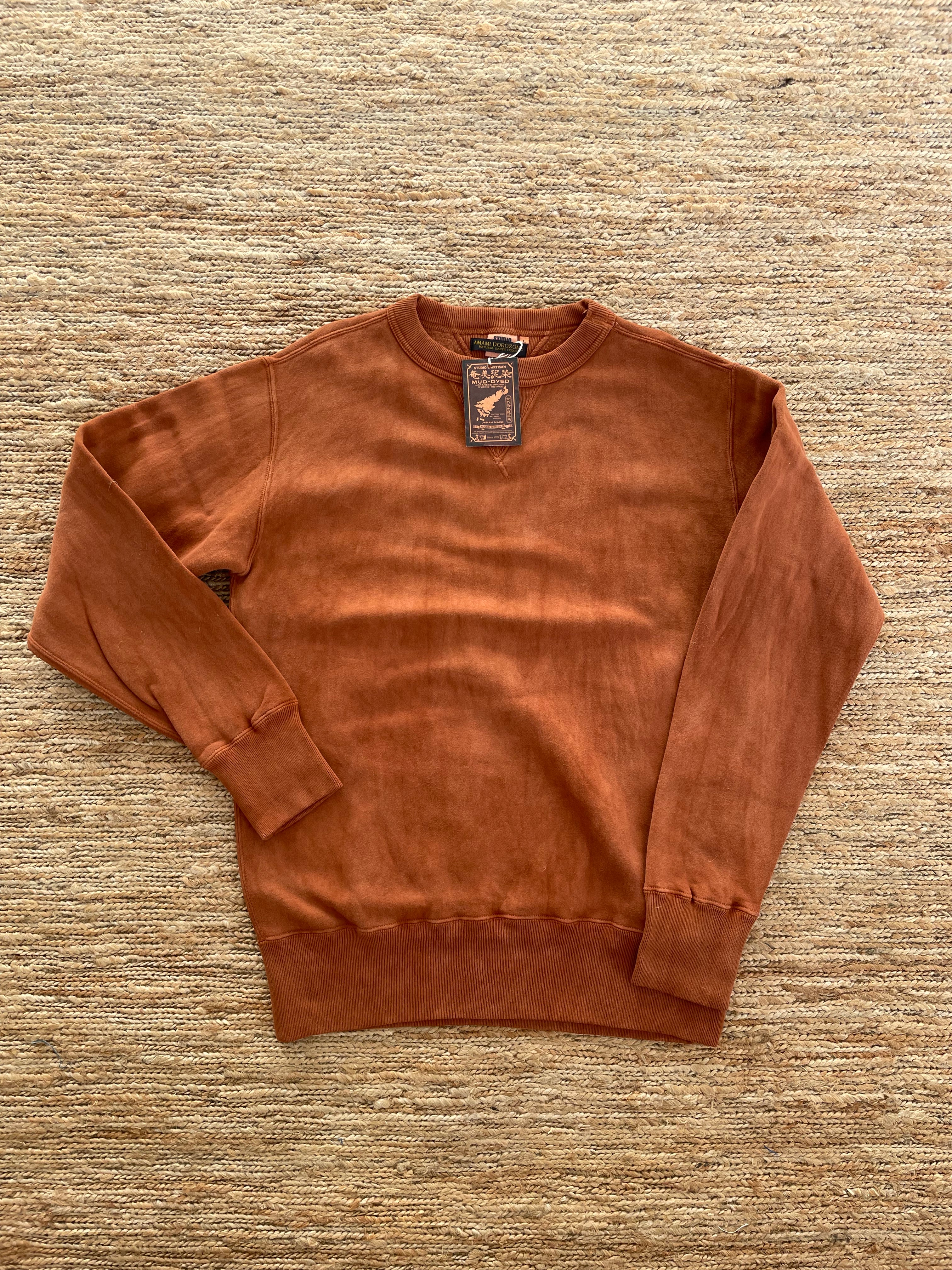 Amami Dorozome Mud-Dyed Tsuriami Loopwheel "Eastener Sweatshirt" in Brown
