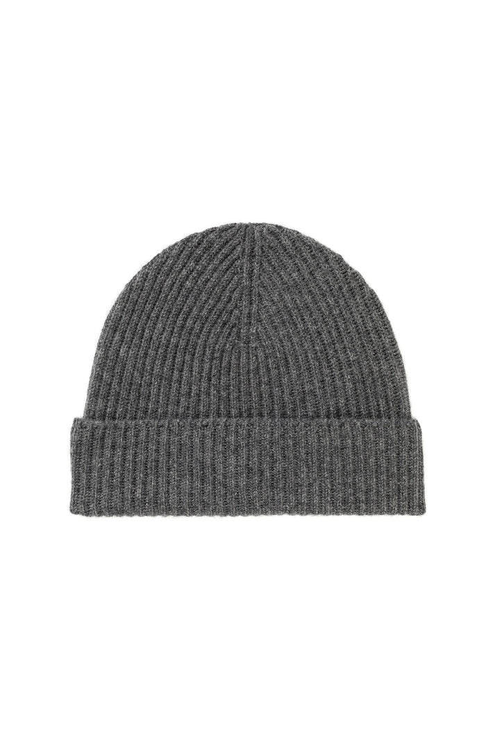 JOHNSTONS OF ELGIN - Mid Grey Ribbed Cashmere Beanie - Tempo