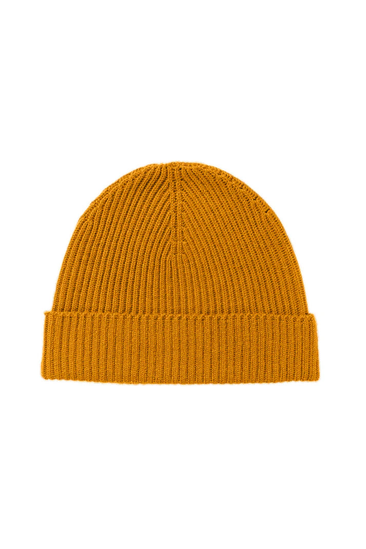JOHNSTONS OF ELGIN - Ochre Ribbed Cashmere Beanie - Tempo
