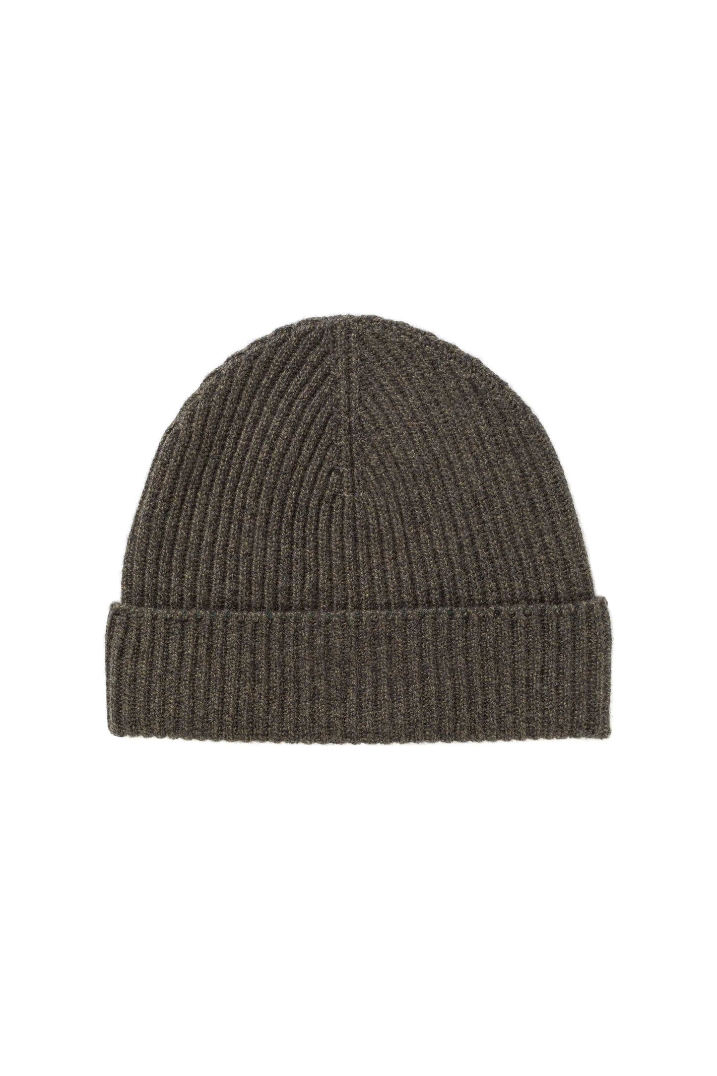 JOHNSTONS OF ELGIN - Olive Marl Ribbed Cashmere Beanie - Tempo