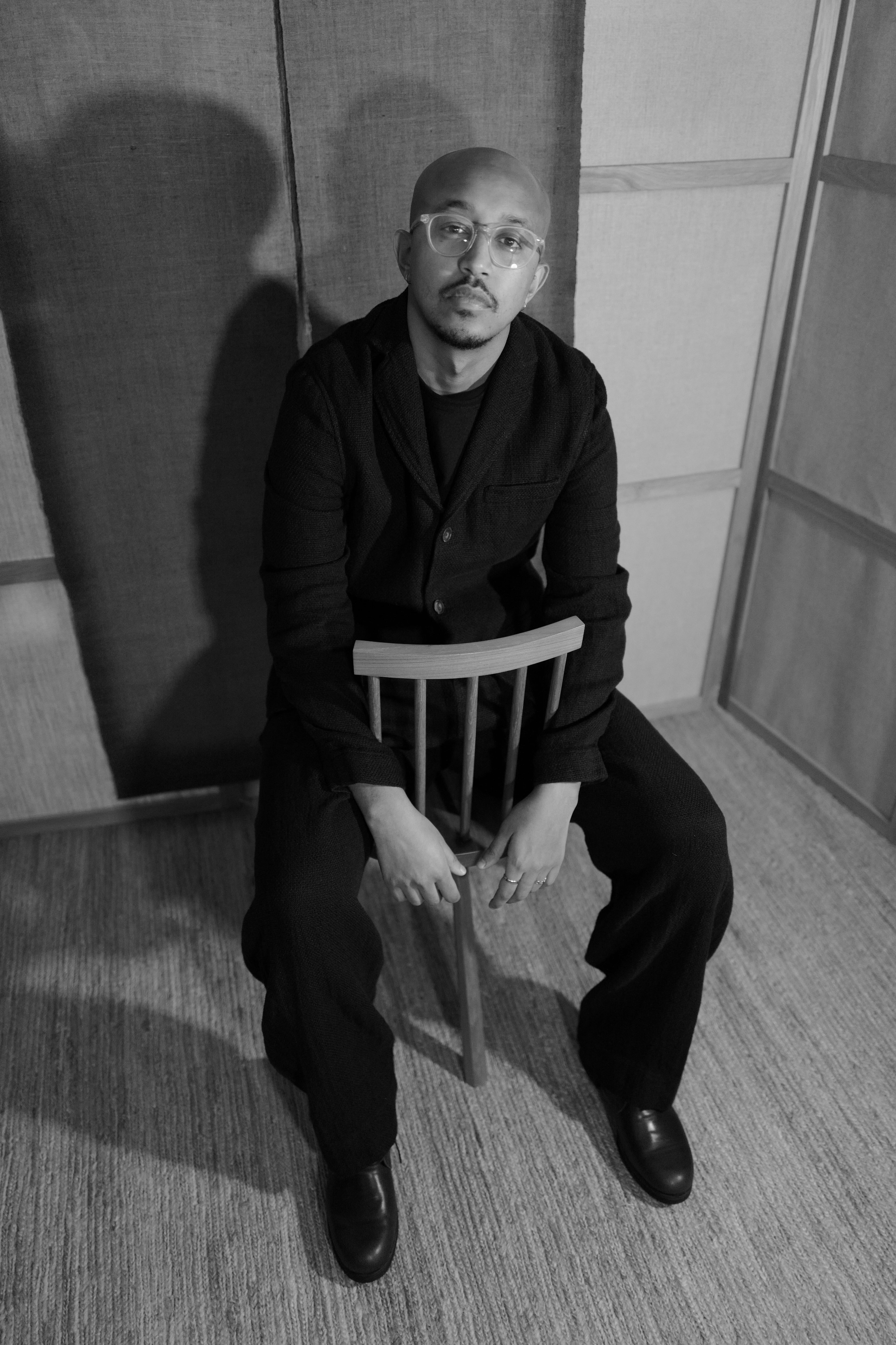 HANSEN - Bobby Wide Pleated Trousers in Linen Cotton Black Gauze - Tempo