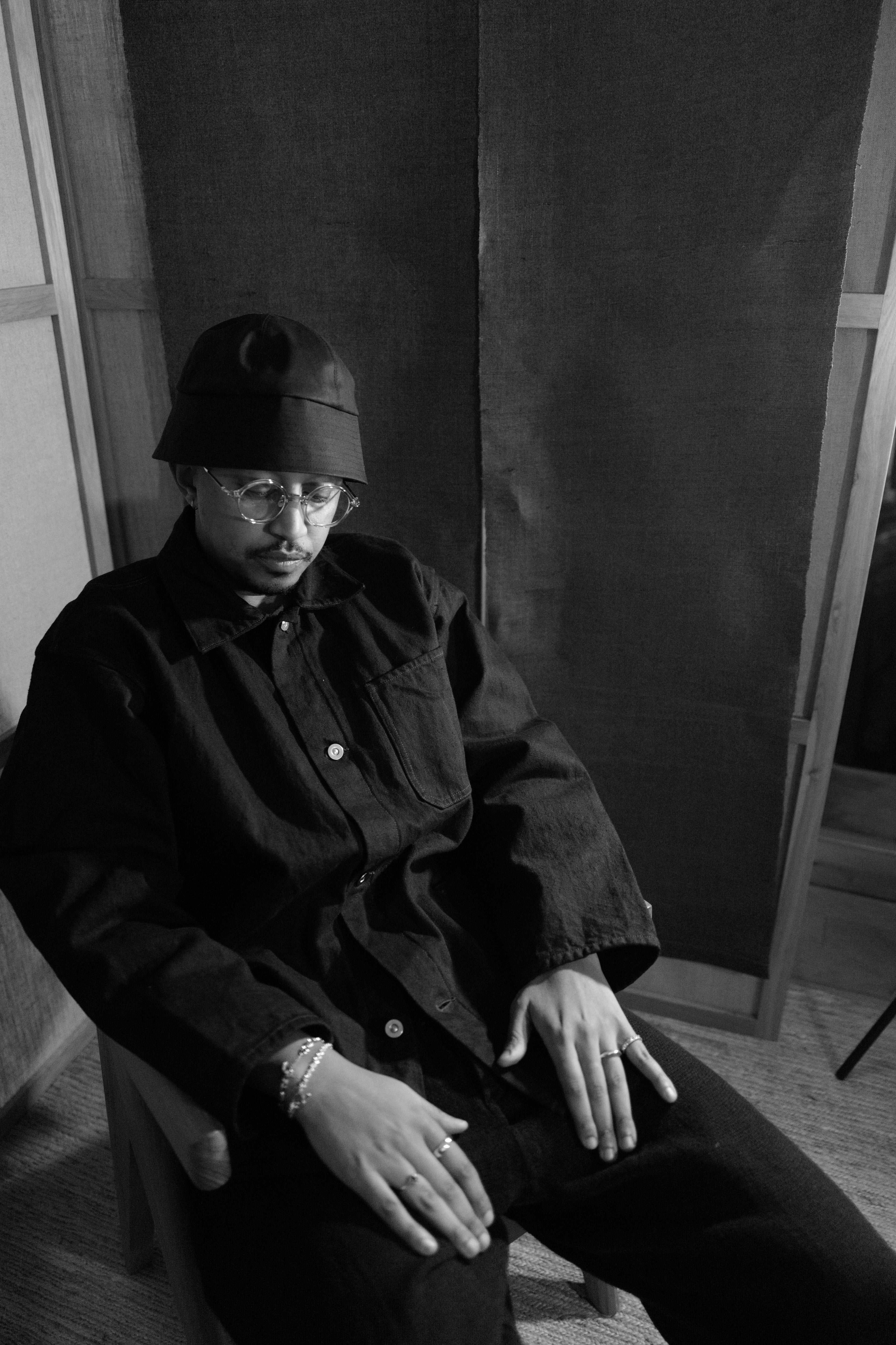 MACKINTOSH X STUDIO NICHOLSON - Handmade Deveron Rubberized Bonded Cotton Bucket Hat in Desert Palm - Tempo