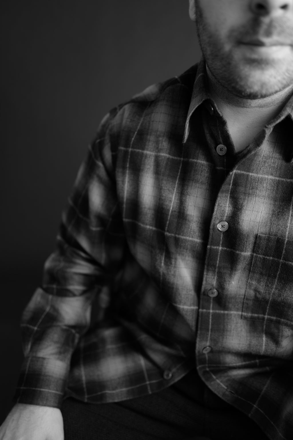 École de Pensée - Green Plaid Shadow Check Brushed Flannel Relaxed Shirt - Tempo