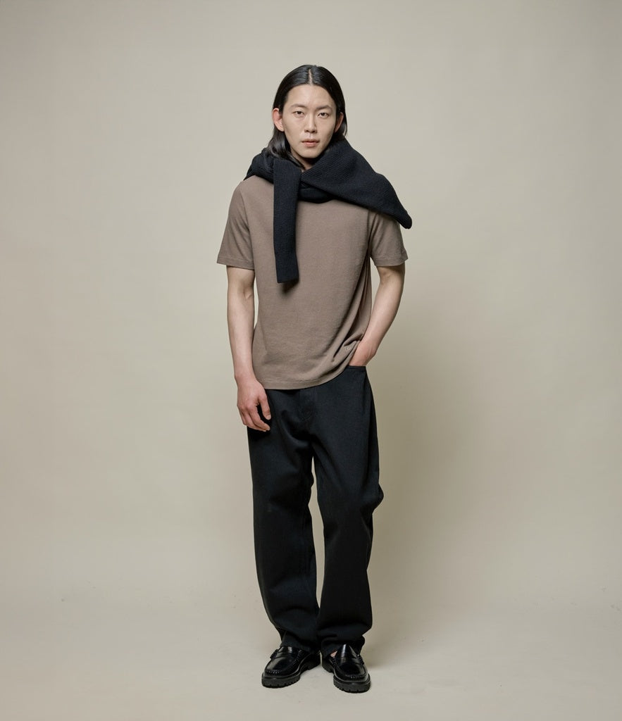 MERZ B. SCHWANEN - Linen & Organic Cotton T-Shirt 4oz Relaxed Fit in Faded Grain LINEN01 - Tempo