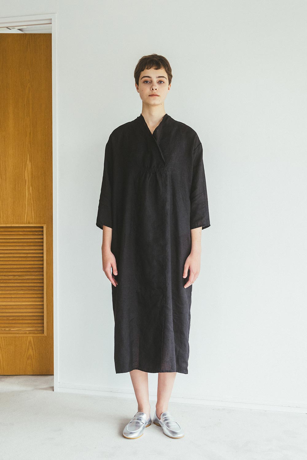 FOG LINEN WORK - Monica Linen Dress in Black - Tempo