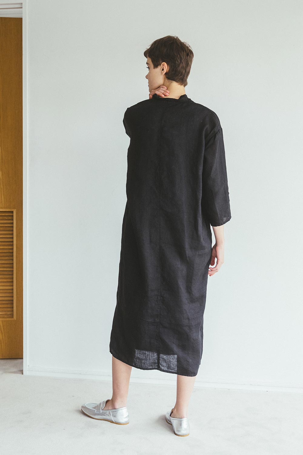 FOG LINEN WORK - Monica Linen Dress in Black - Tempo