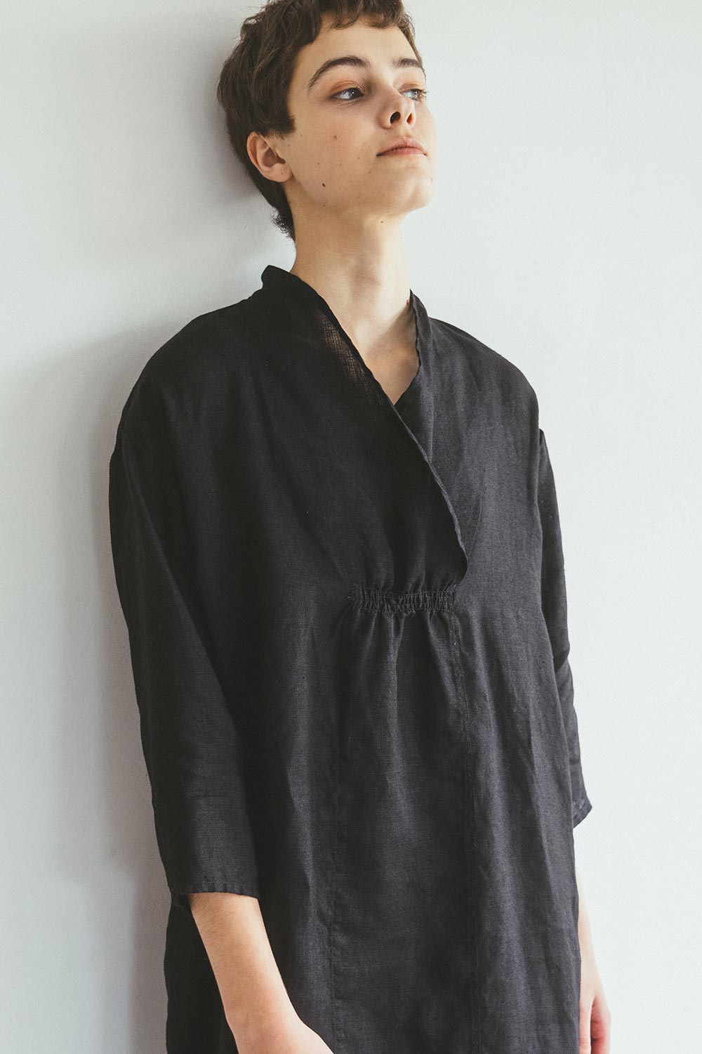 FOG LINEN WORK - Monica Linen Dress in Black - Tempo