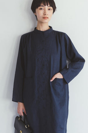 Maria Linen Coat in Ardoise