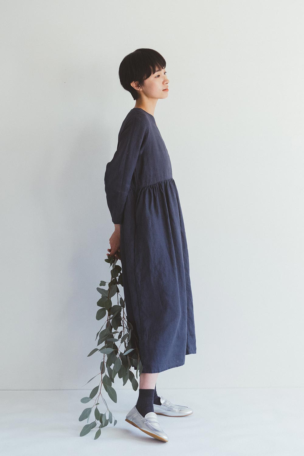 FOG LINEN WORK - Fiore Linen Dress in Macadam - Tempo