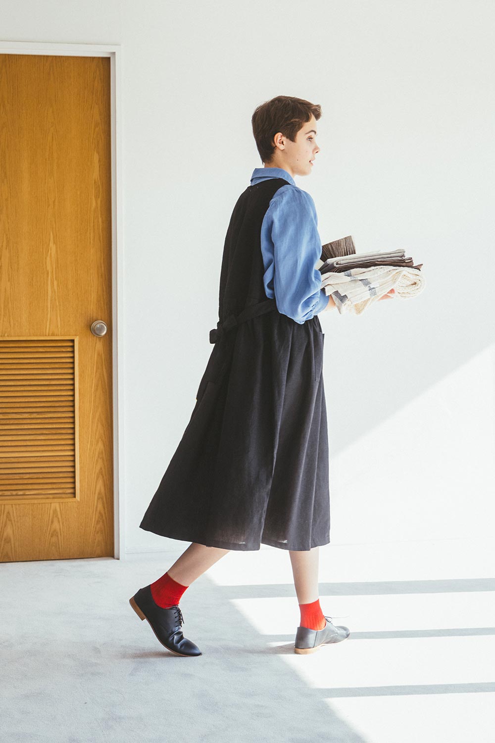 FOG LINEN WORK - Tina Linen Over Dress in Black - Tempo