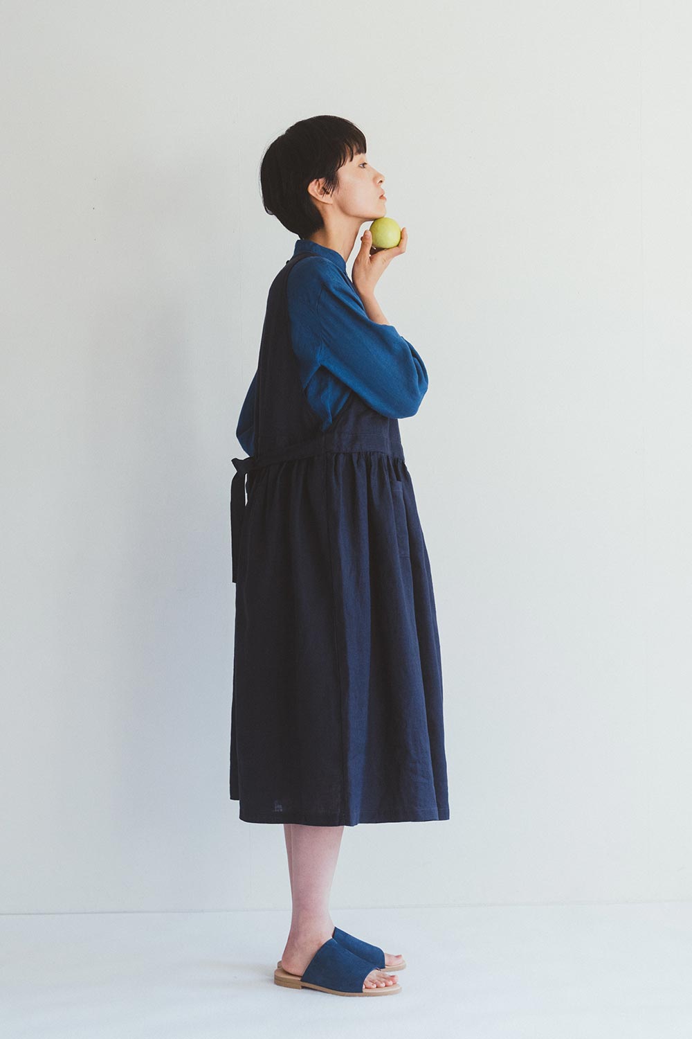 FOG LINEN WORK - Tina Linen Over Dress in Ardoise - Tempo