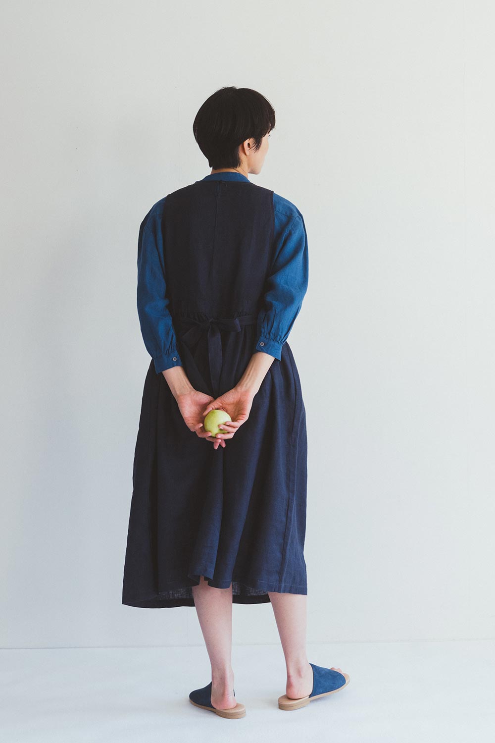 FOG LINEN WORK - Tina Linen Over Dress in Ardoise - Tempo