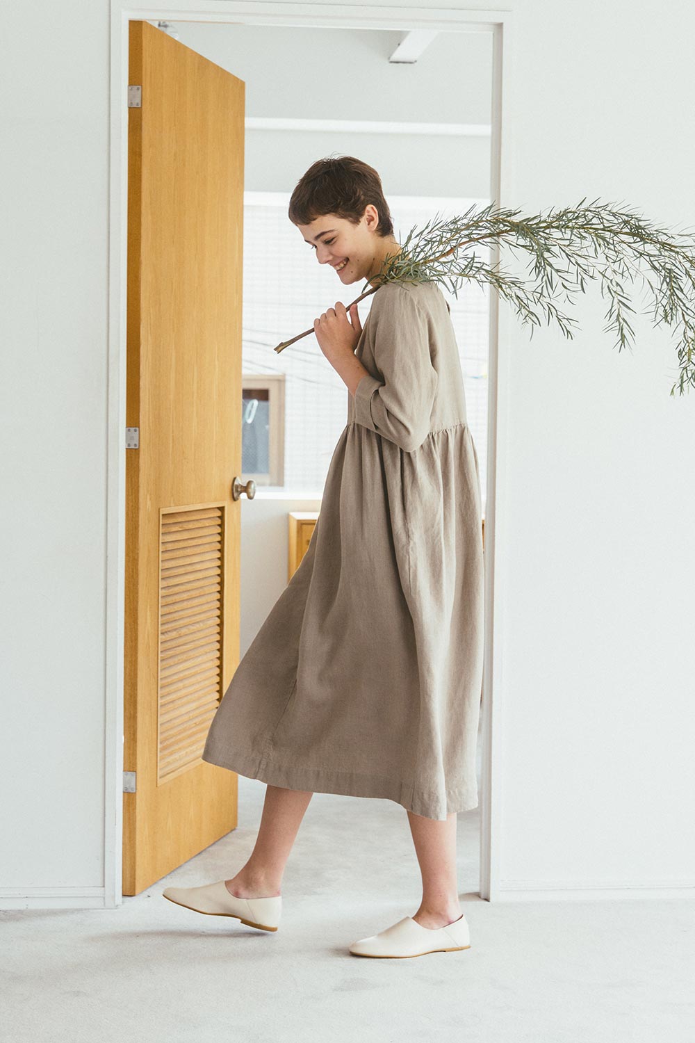 FOG LINEN WORK - Fabia Linen Dress in Ash Grey - Tempo
