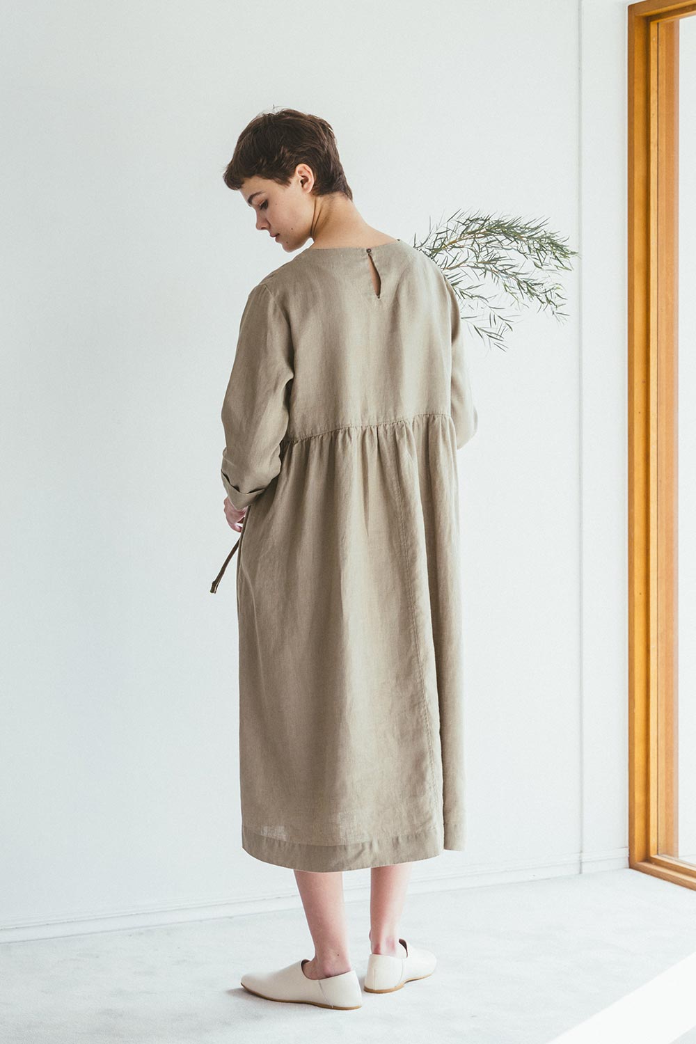 FOG LINEN WORK - Fabia Linen Dress in Ash Grey - Tempo