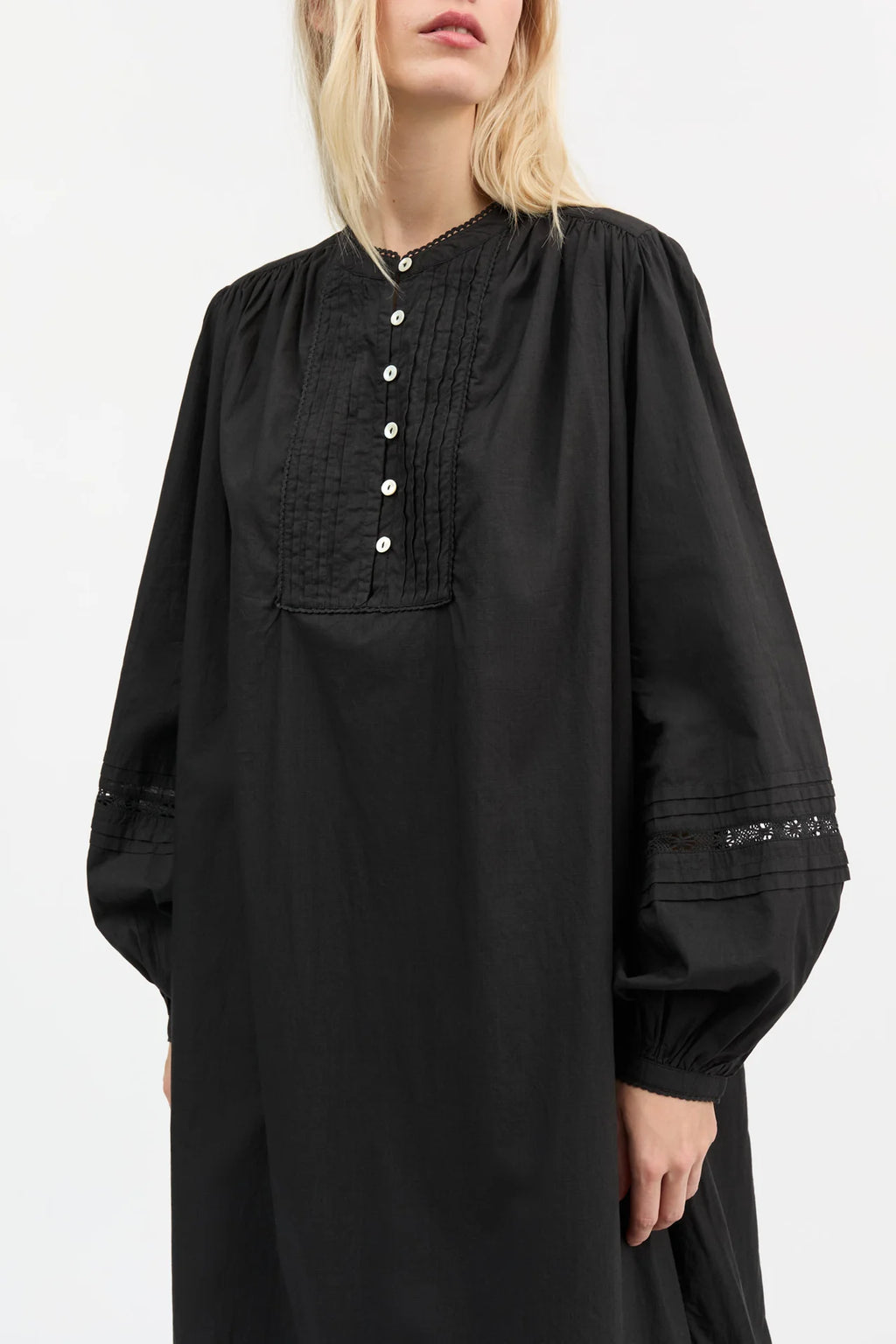 SKALL STUDIO - Leaf Organic Cotton Shirt Dress in Black - Tempo