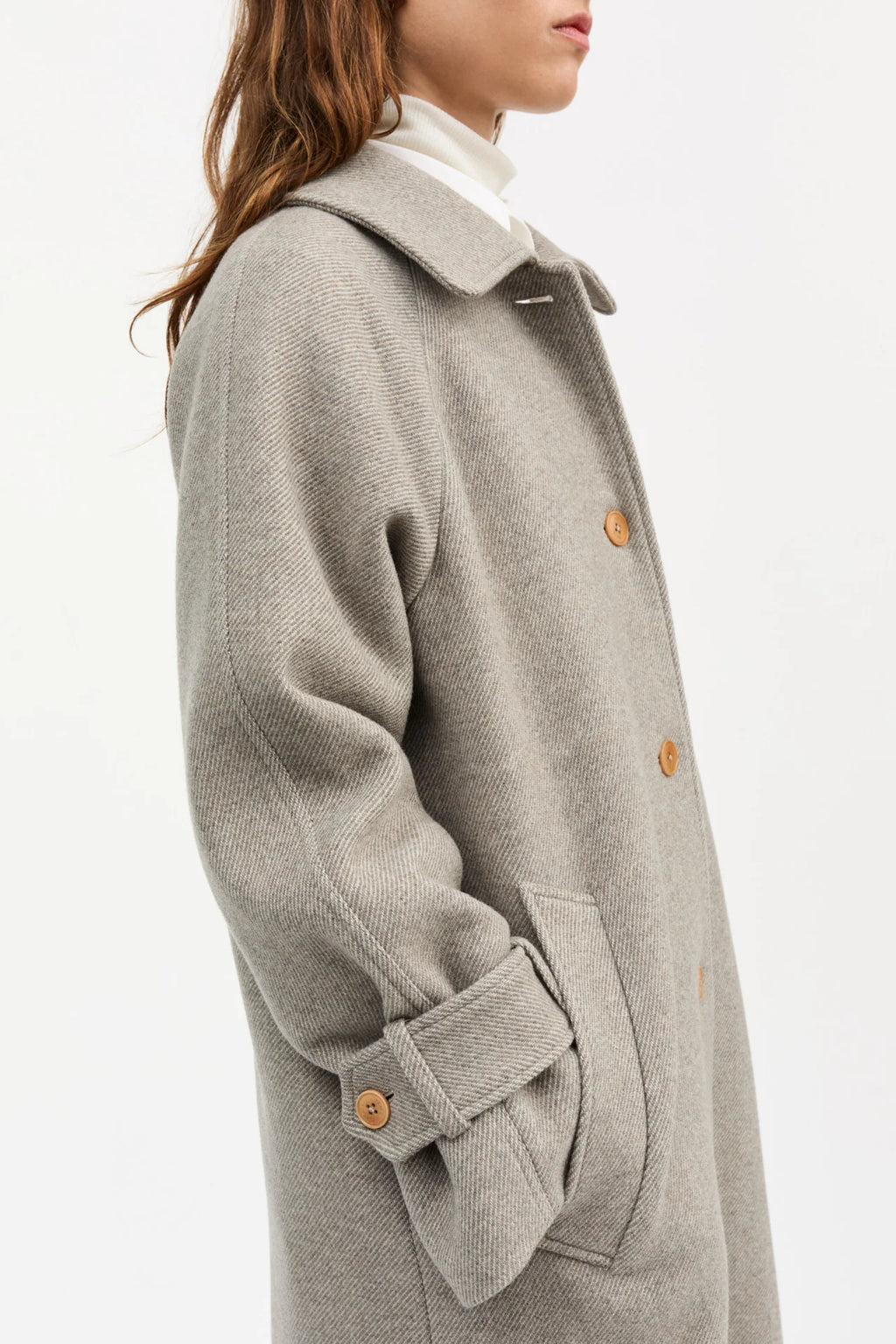 SKALL STUDIO - Macy Wool Coat in Warm Grey Twill - Tempo