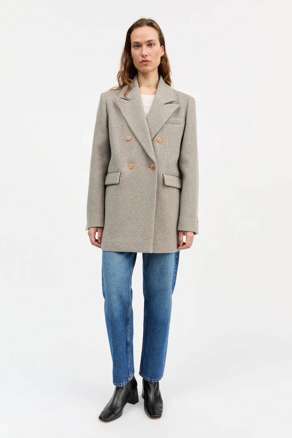 SKALL STUDIO - Mick Wool Blazer in Warm Grey Twill - Tempo