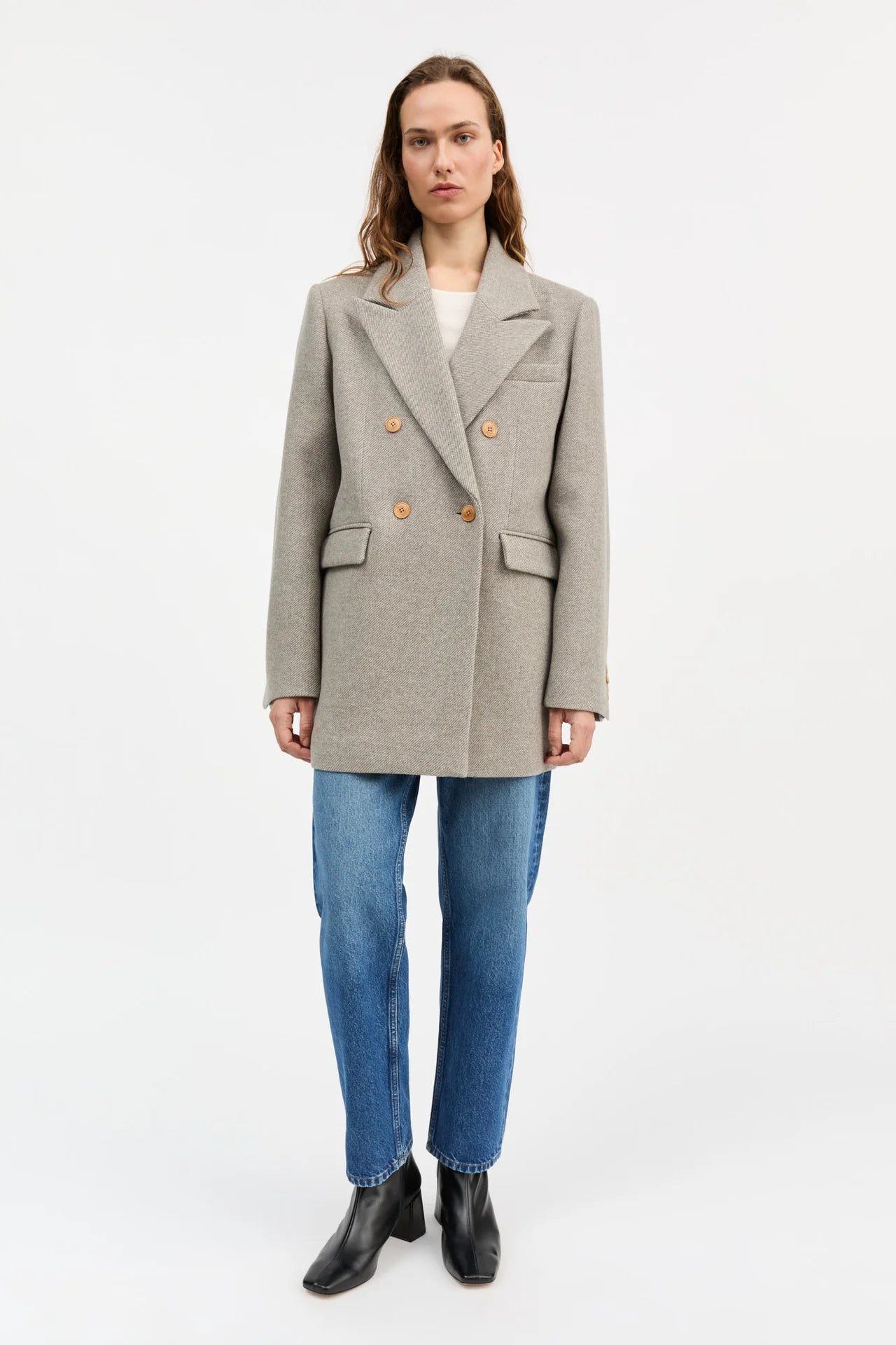 SKALL STUDIO - Mick Wool Blazer in Warm Grey Twill - Tempo