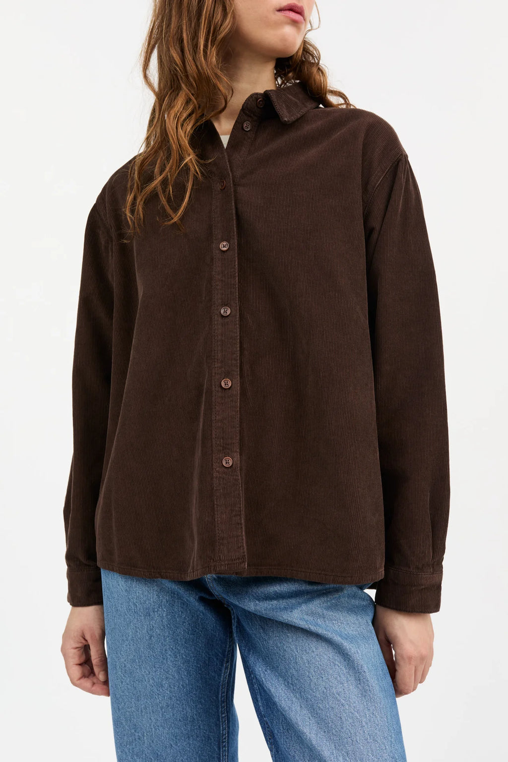 SKALL STUDIO - Millington Organic Cotton Corduroy Shirt in Dark Brown - Tempo