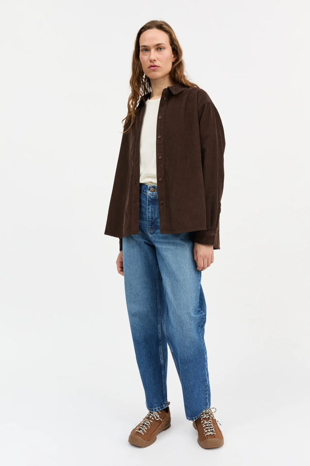 SKALL STUDIO - Millington Organic Cotton Corduroy Shirt in Dark Brown - Tempo