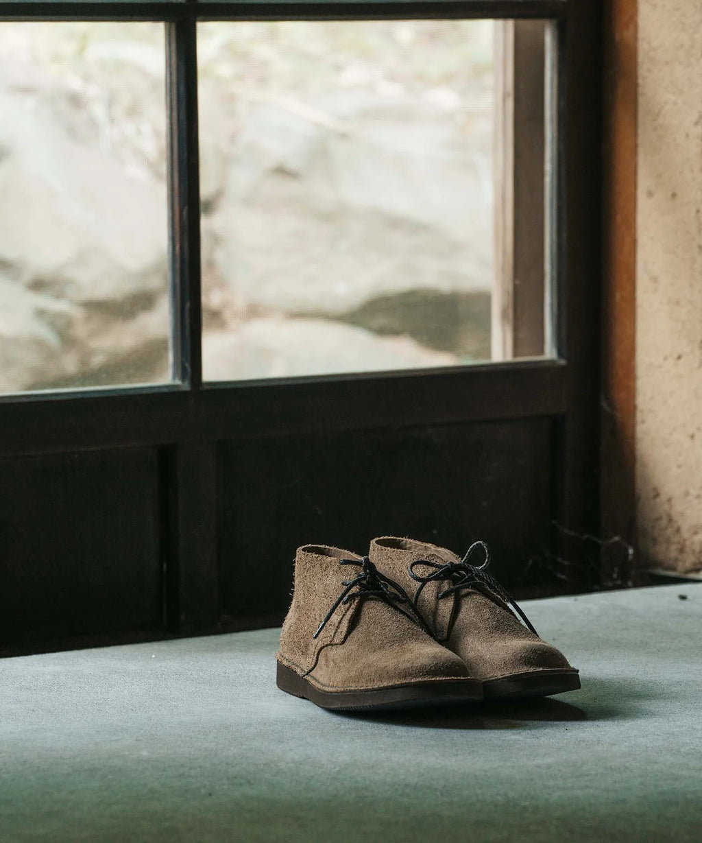 Ives in New Taupe Velour Cowhide