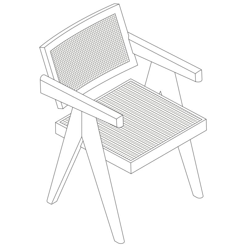 Office Chair V Leg by Pierre Jeanneret & Chandigarh Collective - Tempo