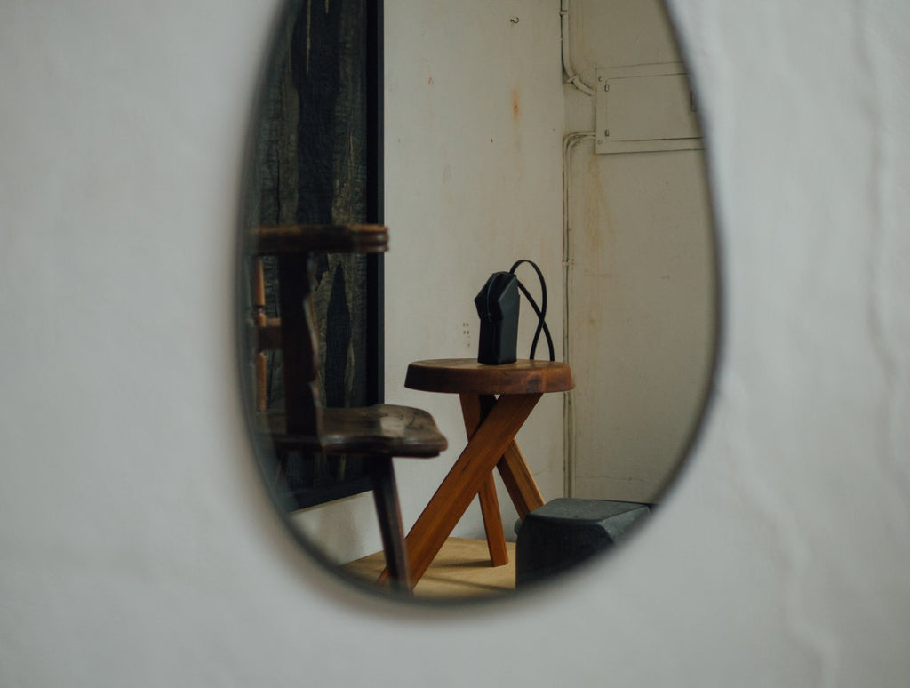 Woven Pebble Mirror 45 | Natural / Chestnut / Black - Tempo