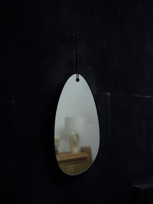 Woven Pebble Mirror 45 | Natural / Chestnut / Black