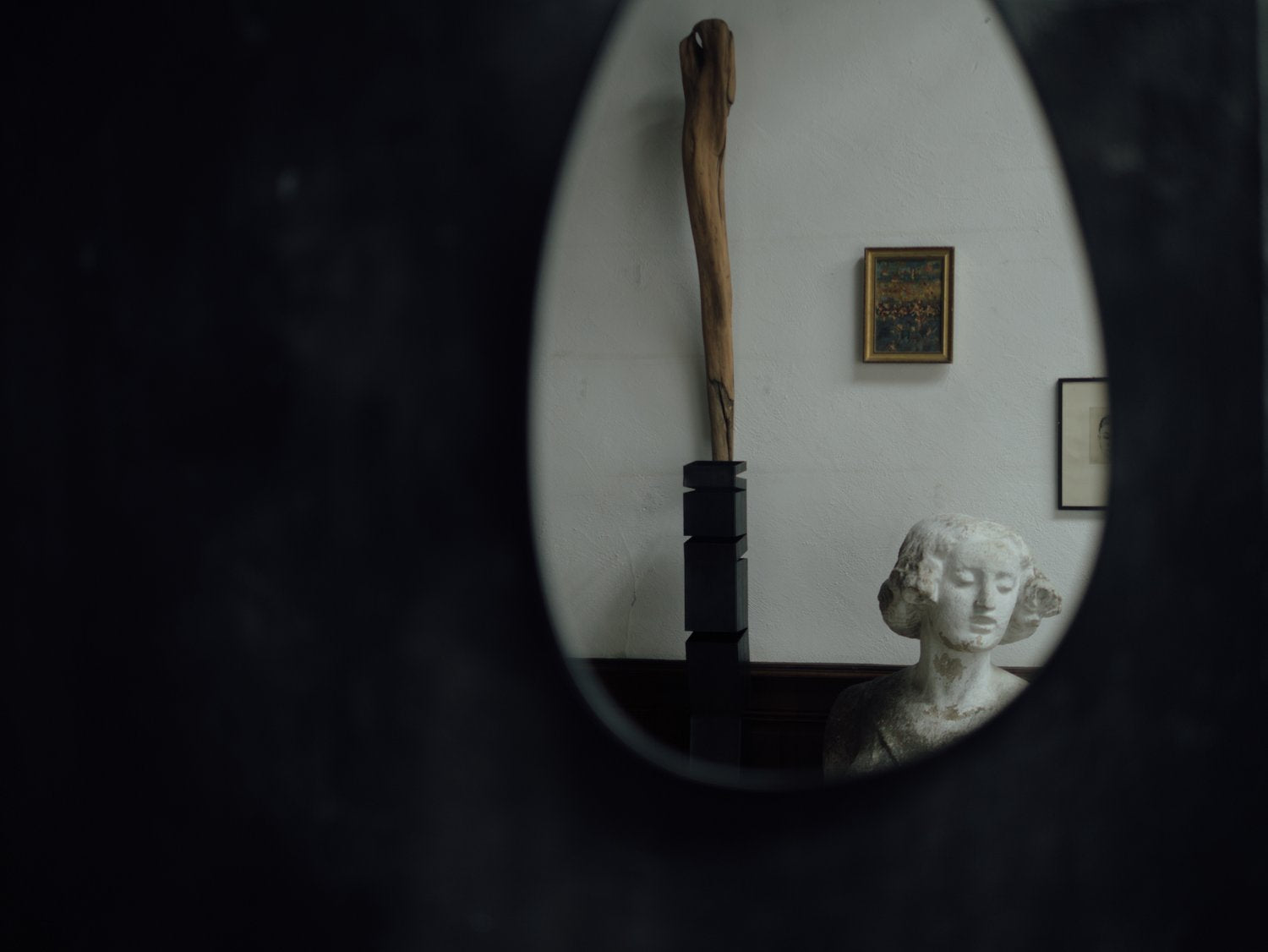 Woven Pebble Mirror 45 | Natural / Chestnut / Black - Tempo