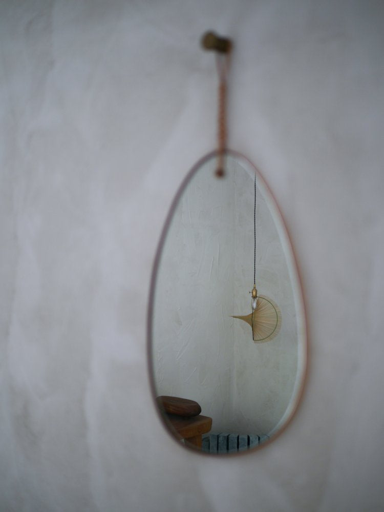 Woven Pebble Mirror 45 | Natural / Chestnut / Black - Tempo