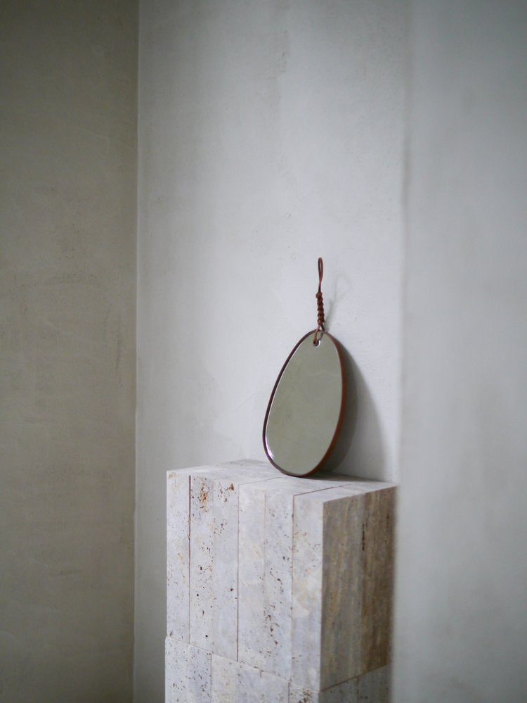 Woven Pebble Mirror 26 | Natural / Chestnut / Black
